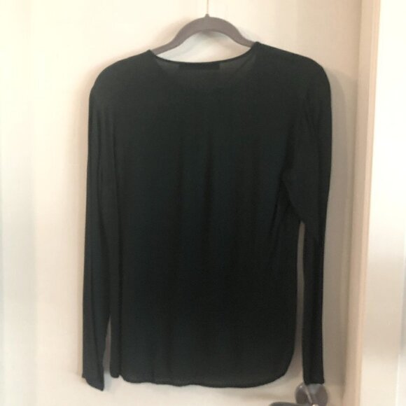 zara Dark Green Keyhole Tie Neck Long Sleeve Blouse - Picture 3 of 9